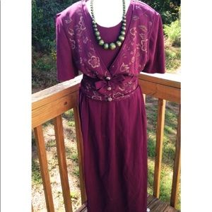 Plum Vintage Dress W/ Vest